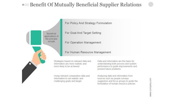 Benefit Of Mutually Beneficial Supplier Relations Ppt PowerPoint Presentation Example File