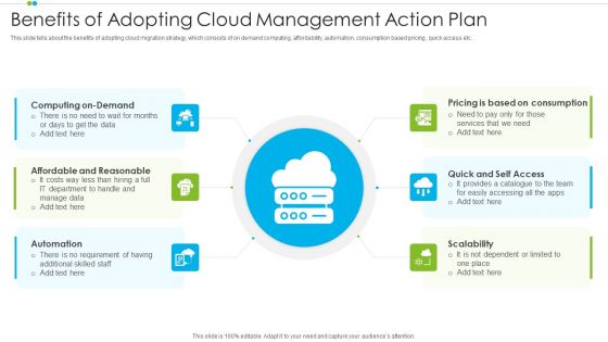 Benefits Of Adopting Cloud Management Action Plan Introduction PDF