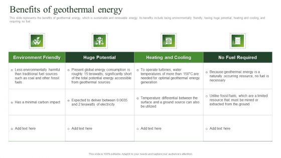 Benefits Of Geothermal Energy Geothermal Energy Technologies Brochure PDF