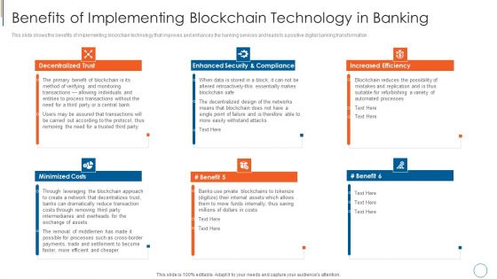 Benefits Of Implementing Blockchain Technology In Banking Graphics PDF