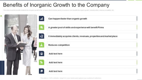 Benefits Of Inorganic Growth To The Company Summary PDF