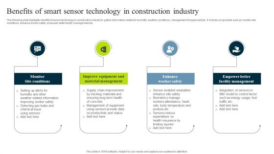 Benefits Of Smart Sensor Technology In Construction Industry Slides PDF