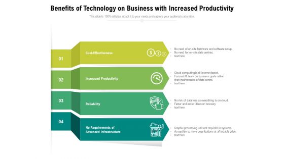 Benefits Of Technology On Business With Increased Productivity Ppt PowerPoint Presentation Pictures Guidelines PDF