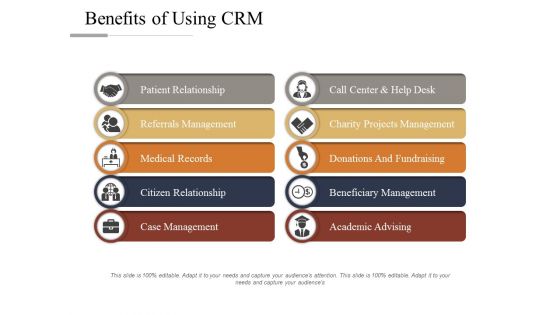 Benefits Of Using CRM Ppt PowerPoint Presentation Inspiration Icon