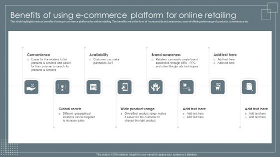 Benefits Of Using E Commerce Platform For Online Retailing Retail Business Growth Marketing Techniques Portrait PDF
