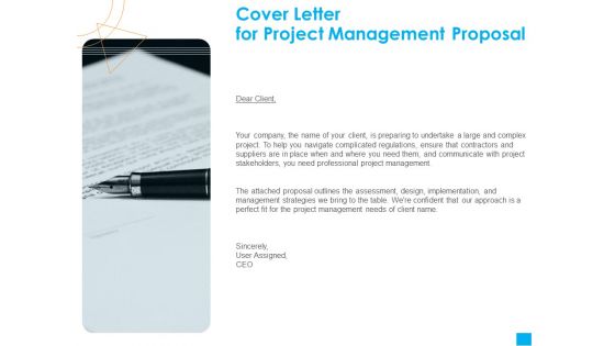 Benefits Realization Management Cover Letter For Project Management Proposal Introduction PDF