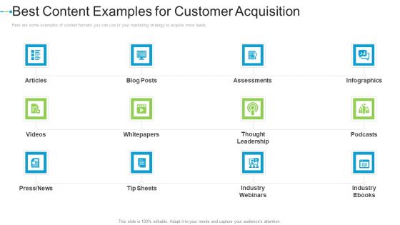 Best Content Examples For Customer Acquisition Internet Marketing Strategies To Grow Your Business Topics PDF