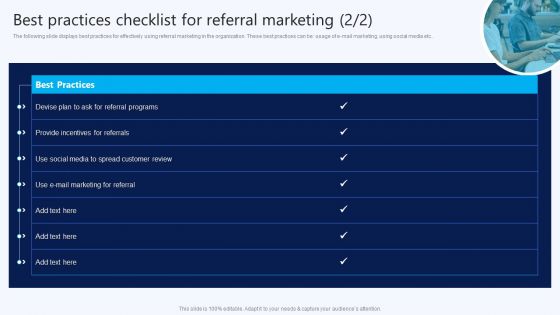 Best Practices Checklist For Referral Marketing B2B Electronic Commerce Startup Topics PDF
