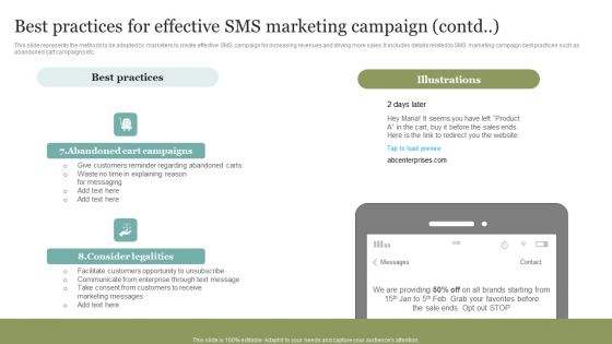 Best Practices For Effective And Efficient SMS Marketing Diagrams PDF