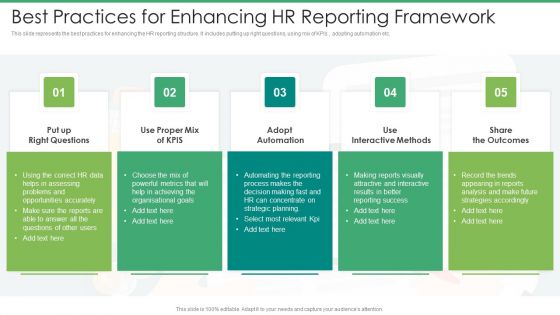 Best Practices For Enhancing HR Reporting Framework Demonstration PDF Best Practices For Enhancing HR Reporting Framework Demonstration PDF