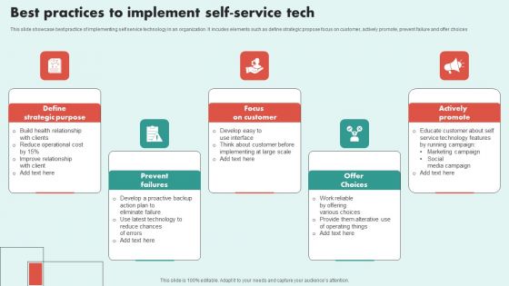 Best Practices To Implement Self Service Tech Template PDF