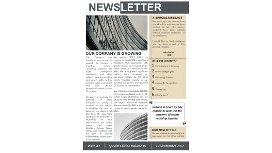 Bifold One Page Business Highlights Newsletter Template Bifold One Page Business Highlights Newsletter Template