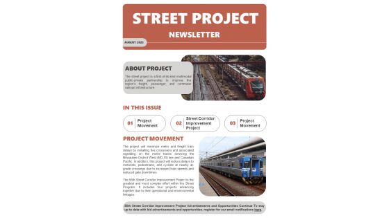 Bifold One Page Street Project Status Updates Newsletter Template