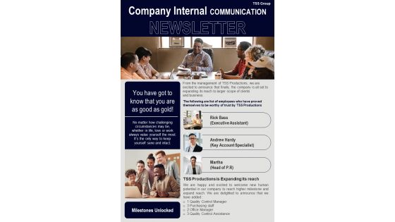 Bifold One Pager Business Employee Communication Newsletter Template