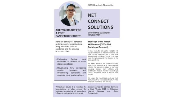 Bifold One Pager Corporate Quarterly Updates Newsletter Template