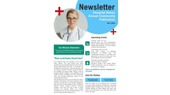 Bifold One Pager Healthcare Service Provider Newsletter Template