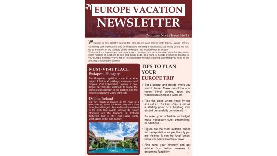 Bifold One Pager Holiday Newsletter For Travelers Template