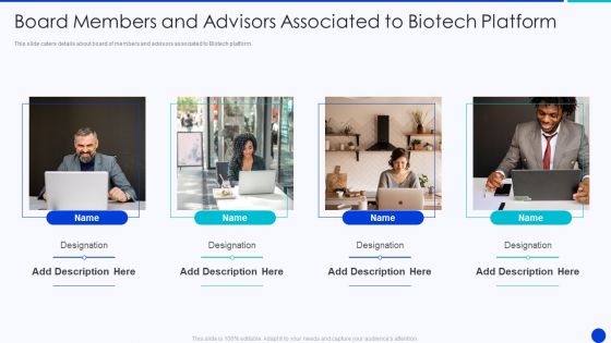 Bioprocessing Company Venture Capitalist Presentation Board Members And Advisors Associated Sample PDF