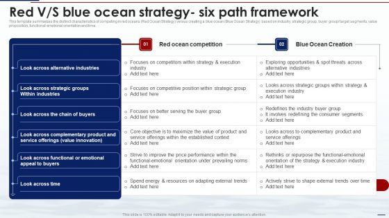 Blue Ocean Tactics Red V S Blue Ocean Strategy Six Path Framework Diagrams PDF Blue Ocean Tactics Red V S Blue Ocean Strategy Six Path Framework Diagrams PDF