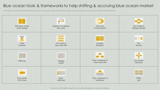 Blue Ocean Tools And Frameworks To Help Shifting And Accruing Blue Ocean Market Background PDF