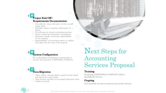 Bookkeeping Next Steps For Accounting Services Proposal Ppt PowerPoint Presentation Pictures Tips PDF