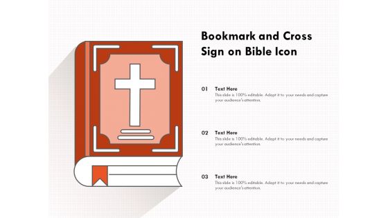 Bookmark And Cross Sign On Bible Icon Ppt PowerPoint Presentation File Slides PDF