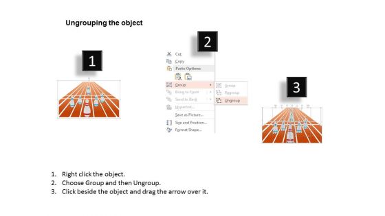 Bowling Pins On Race Track Leadership Powerpoint Template