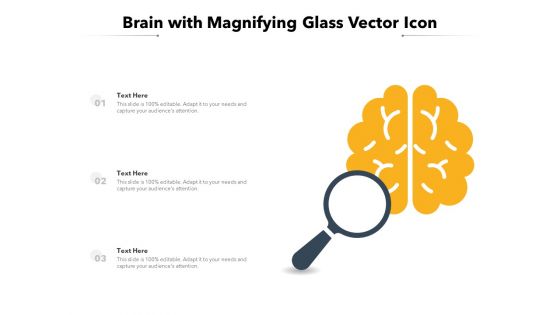 Brain With Magnifying Glass Vector Icon Ppt PowerPoint Presentation Show Graphics Design PDF