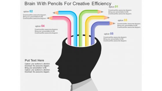 Brain With Pencils For Creative Efficiency Powerpoint Template Brain With Pencils For Creative Efficiency Powerpoint Template