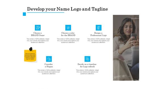 Brand Building Develop Your Name Logo And Tagline Ppt Inspiration Graphic Images PDF