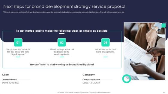 Brand Development Strategy Service Proposal Ppt PowerPoint Presentation Complete Deck With Slides