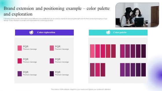 Brand Extension And Positioning Example Color Palette And Exploration Inspiration PDF