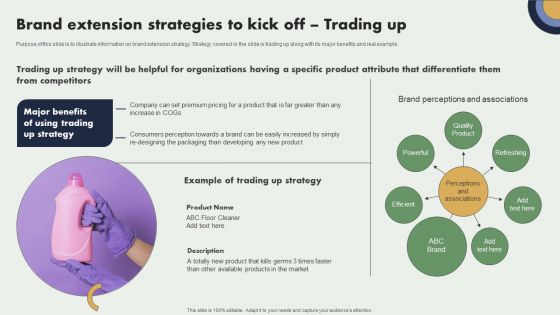 Brand Extension Strategies To Kick Off Trading Up Brand Expansion Plan Brochure PDF