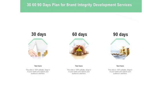 Brand Identification Designing Proposal 30 60 90 Days Plan For Brand Integrity Development Services Background PDF