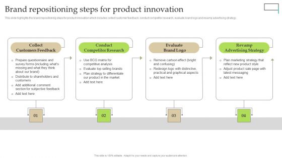 Brand Repositioning Steps For Product Innovation Ppt PowerPoint Presentation File Example File PDF Brand Repositioning Steps For Product Innovation Ppt PowerPoint Presentation File Example File PDF