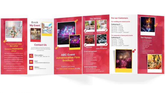 Brochure For Event Administration Firm Trifold