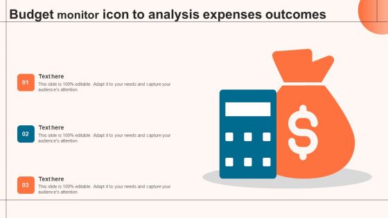 Budget Monitor Icon To Analysis Expenses Outcomes Template PDF