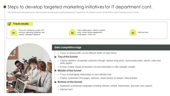 Building An IT Strategy Plan For Business Expansion Steps To Develop Targeted Marketing Initiatives For IT Department Brochure PDF