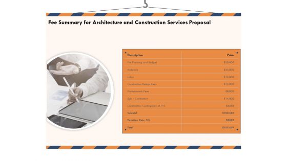 Building Engineering Services Proposal Fee Summary For Architecture And Construction Services Proposal Designs PDF