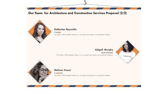 Building Engineering Services Proposal Our Team For Architecture And Construction Services Proposal Clipart PDF