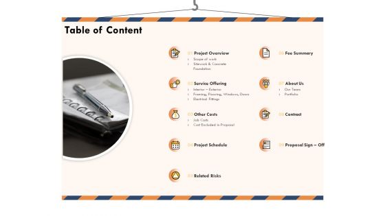 Building Engineering Services Proposal Table Of Content Portrait PDF