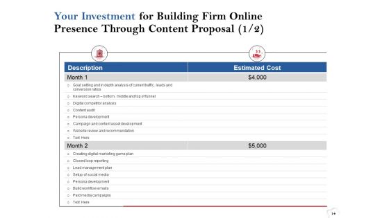 Building Firm Online Presence Through Content Proposal Ppt PowerPoint Presentation Complete Deck With Slides