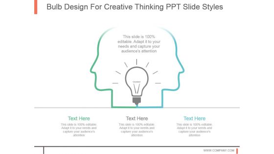 Bulb Design For Creative Thinking Ppt Slide Styles