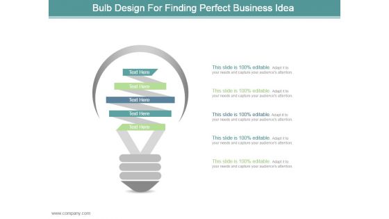 Bulb Design For Finding Perfect Business Idea Sample Ppt Presentation