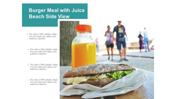 Burger Meal With Juice Beach Side View Ppt PowerPoint Presentation Summary Icons