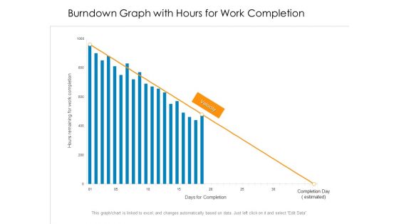 Burndown Graph With Hours For Work Completion Ppt PowerPoint Presentation Professional Pictures PDF