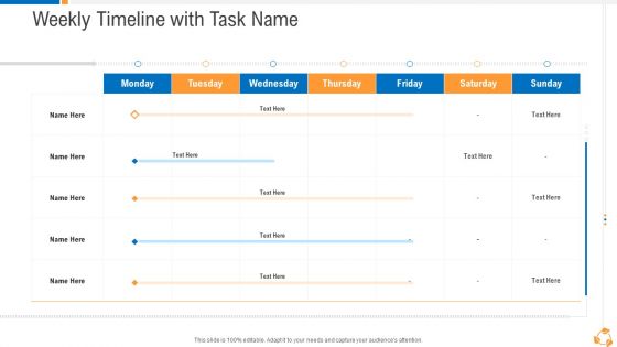 Business Advancement Internal Growth Weekly Timeline With Task Name Inspiration PDF