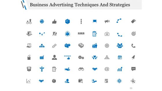Business Advertising Techniques And Strategies Ppt PowerPoint Presentation Complete Deck With Slides
