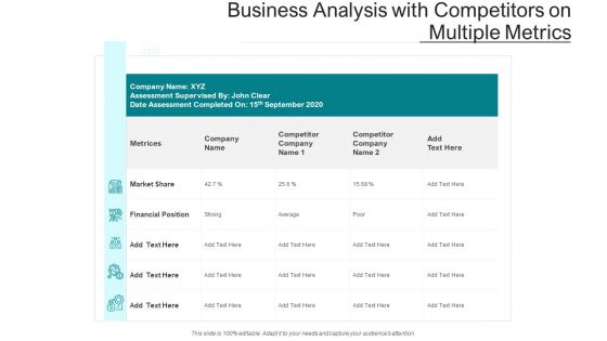 Business Analysis With Competitors On Multiple Metrics Ppt PowerPoint Presentation Summary Information PDF
