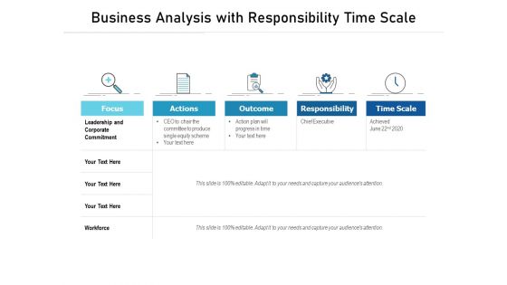 Business Analysis With Responsibility Time Scale Ppt PowerPoint Presentation Layouts Infographic Template